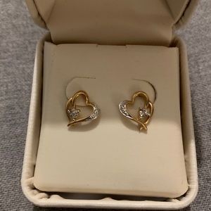 Heart shaped yellow 14k gold earrings